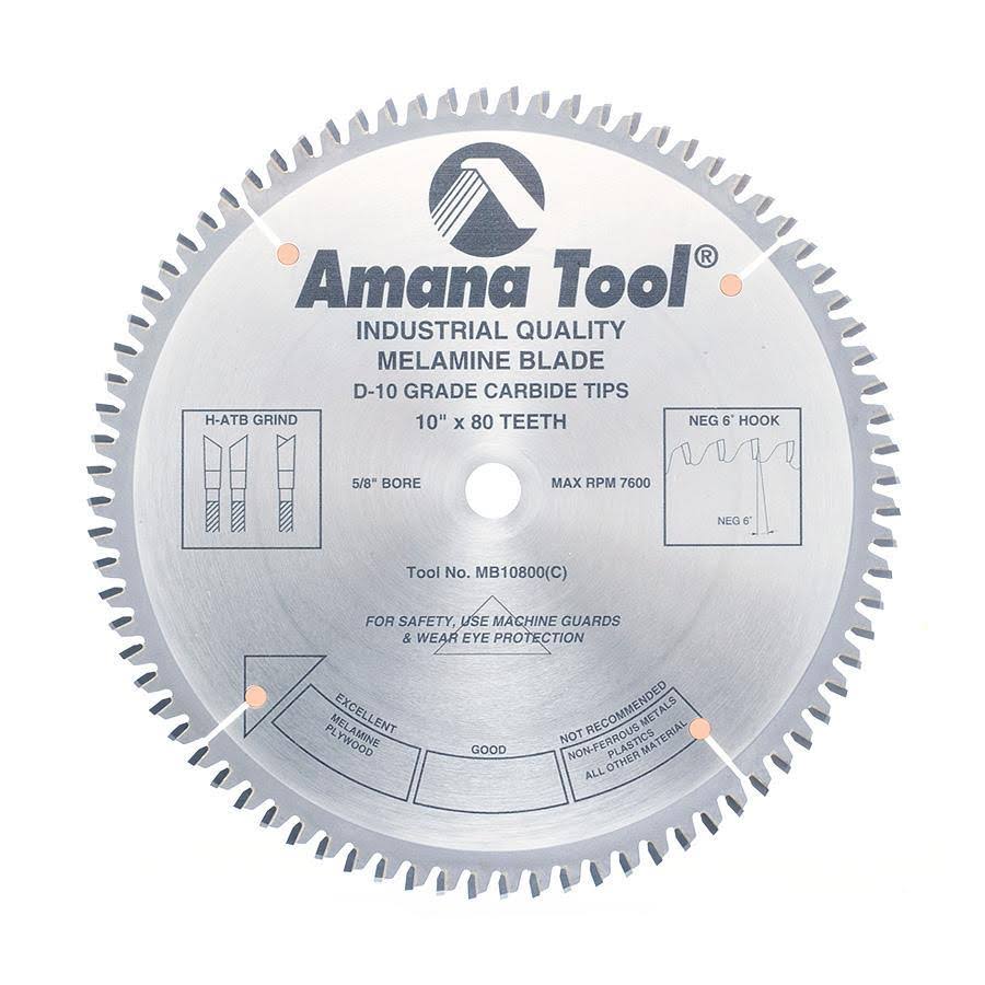 Carbide Tipped Double-Face Melamine 10 inch Dia x 80T H-ATB, 5/8 Bore P4154