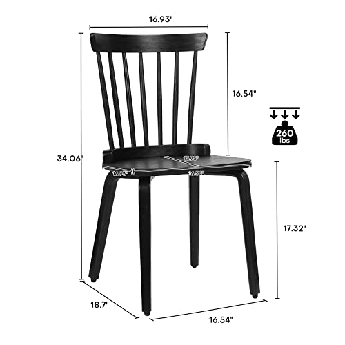 Black Solid Wood Spindle Back Dining Chairs Set of 4 A760