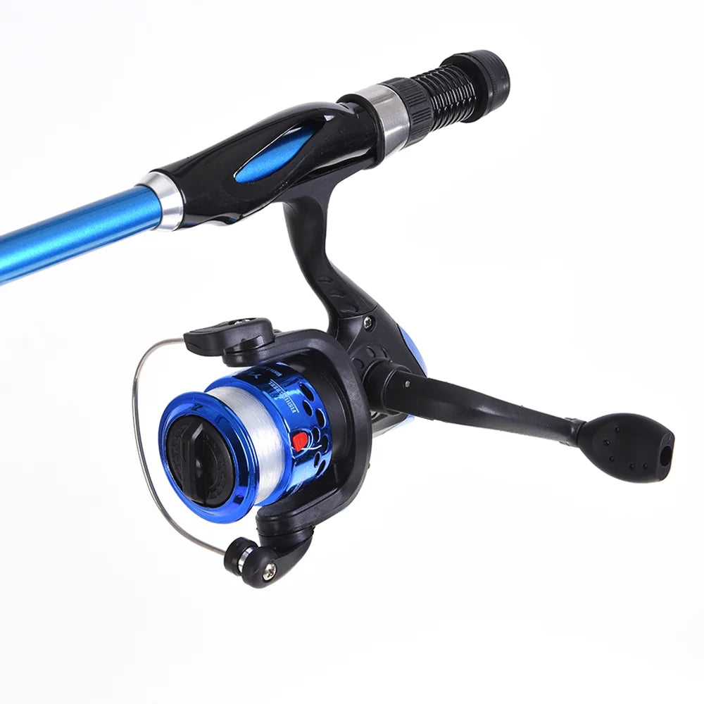 Telescopic Fishing Rod Reel Combo with Hooks Soft Lures Swivels Storage Bag D627585