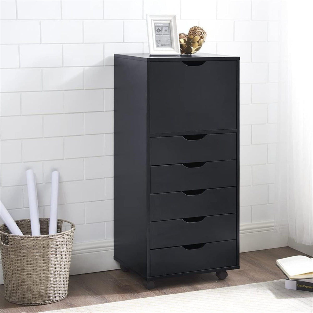 Gray 6 Drawer Mobile File Cabinet H437