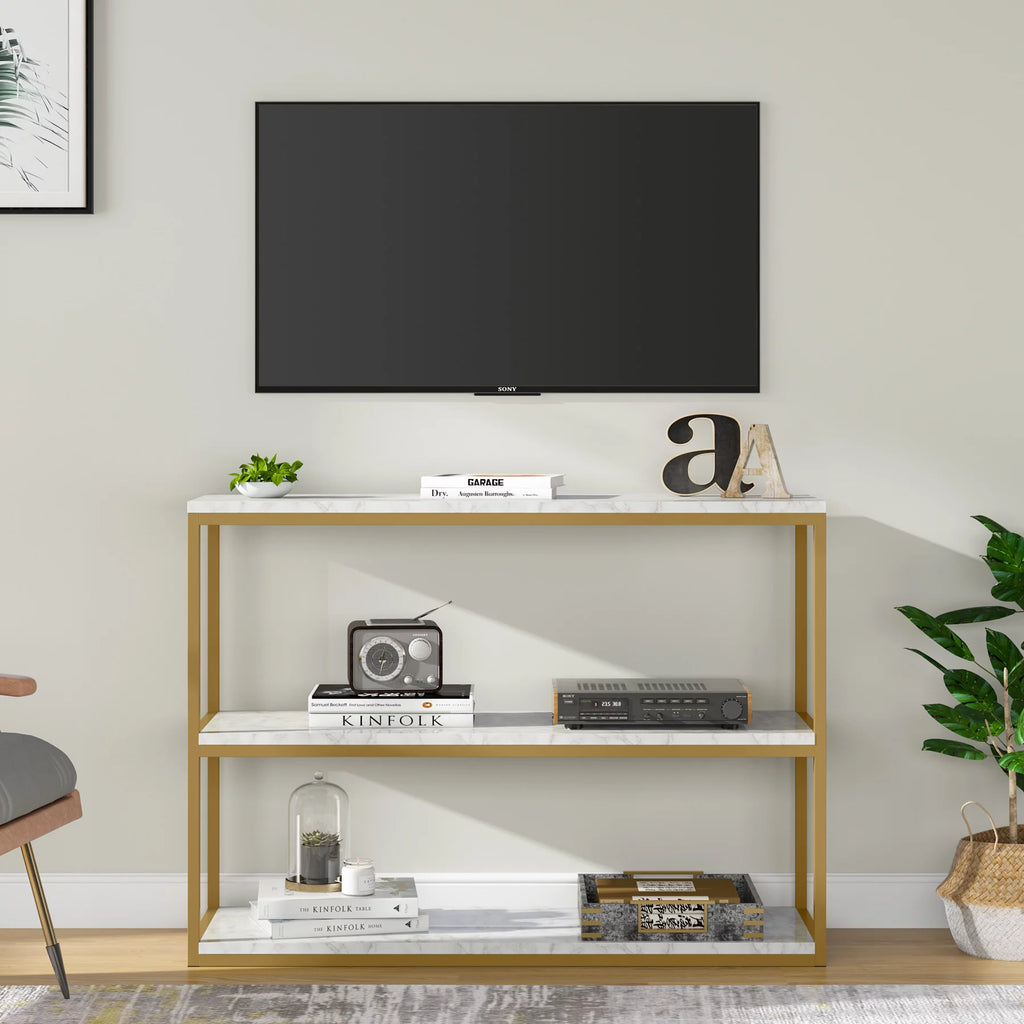 Gold Sofa Console Table with Storage Shelves S242