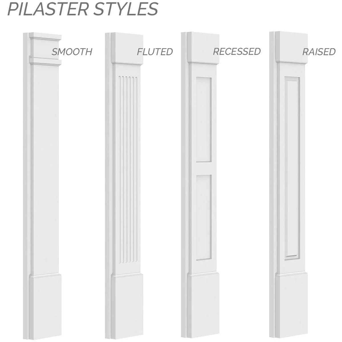 Flat Panel PVC Pilaster with Decorative Capital & Base (Pair) D501199