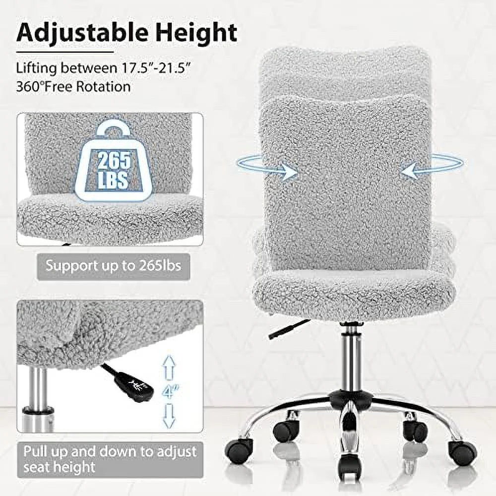 Grey Faux Armless Height Adjustable Swivel Office Chair E762335