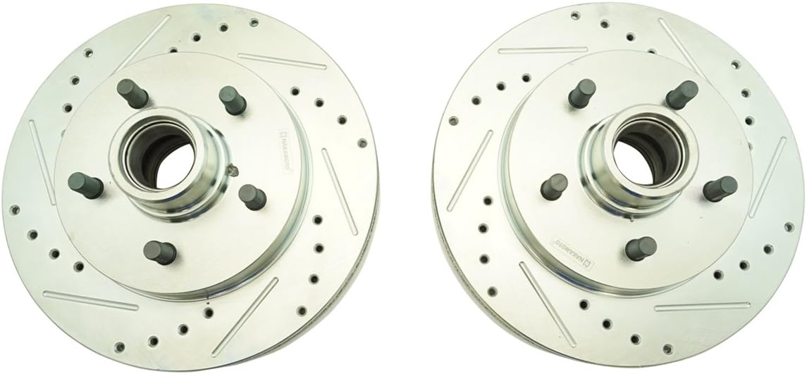 Metallic Brake Pad & Drilled Slotted Coated Rotors T393