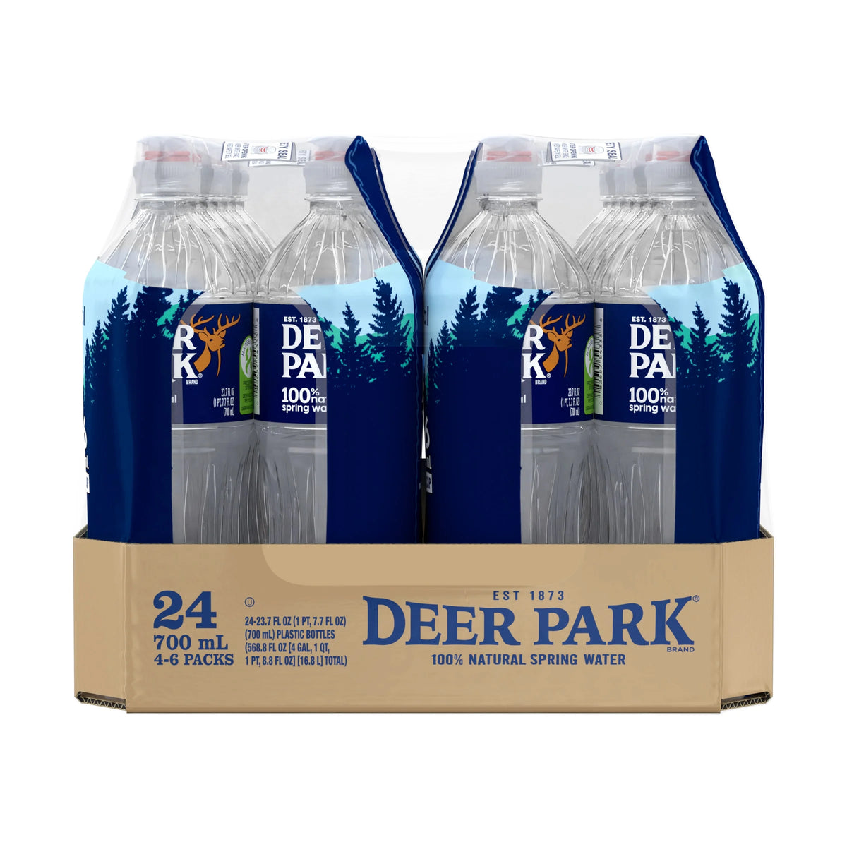 24 Pack Natural Spring Water 23.7 oz Plastic Bottles P667