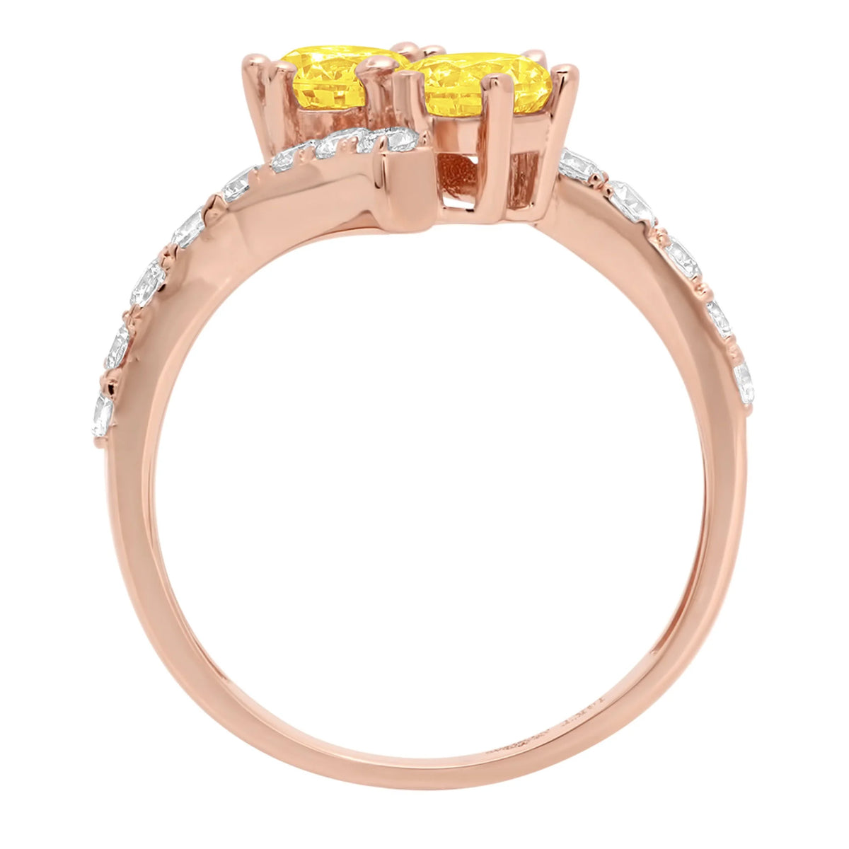 1.98ct Round Cut Yellow Simulated Diamond 14k Pink Rose Gold Engagement Ring Size 7.75 S81159