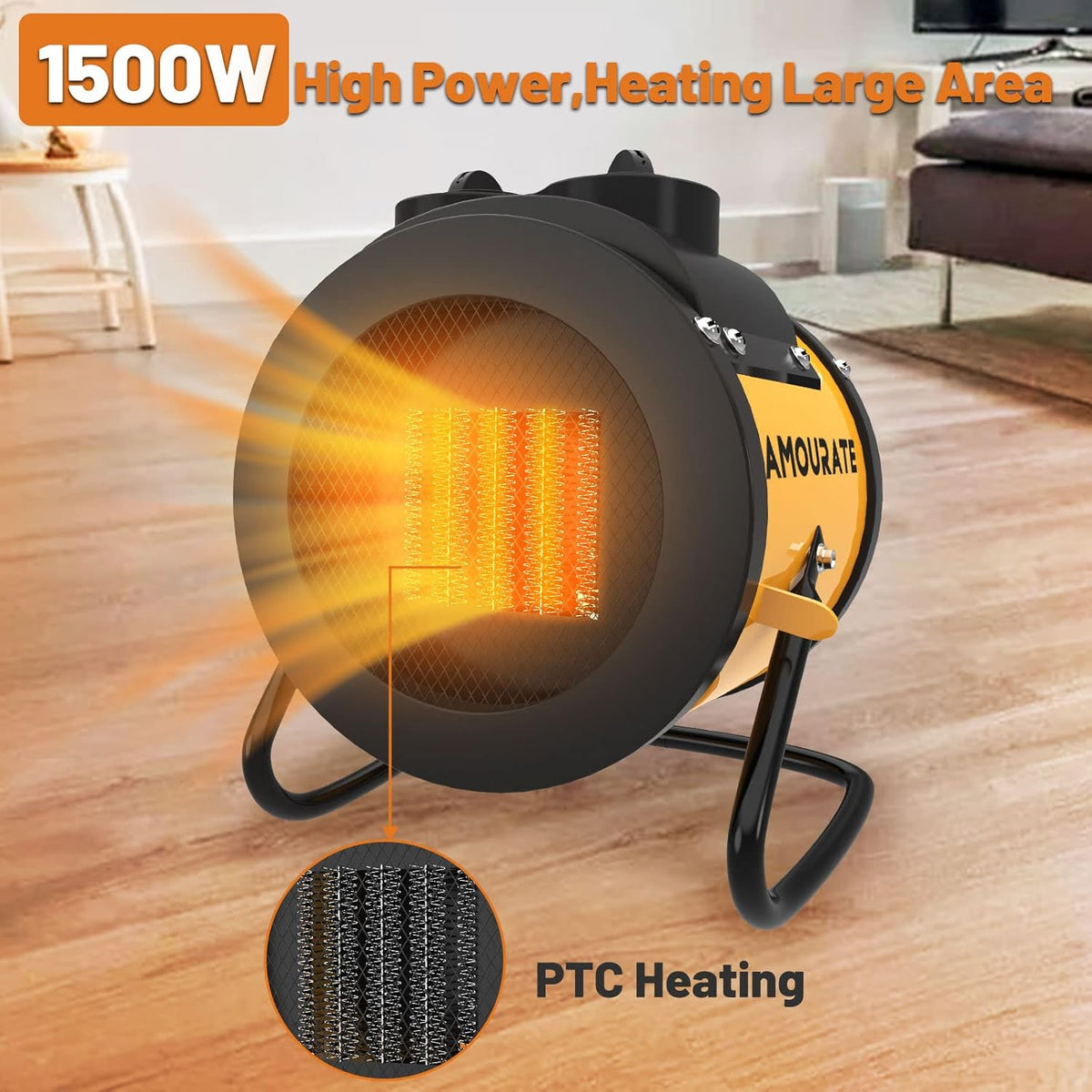 1500W Portable Electric Space Heater with Thermostat, Pack of 2 V688