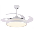 Retractable Metal LED Ceiling Fan with Remote - 42 Inches White N96797