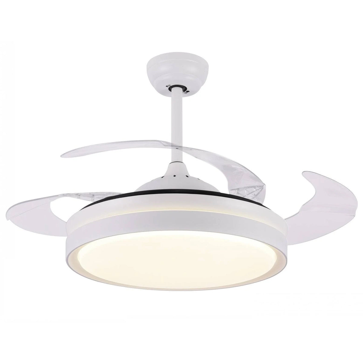 Retractable Metal LED Ceiling Fan with Remote - 42 Inches White N96797