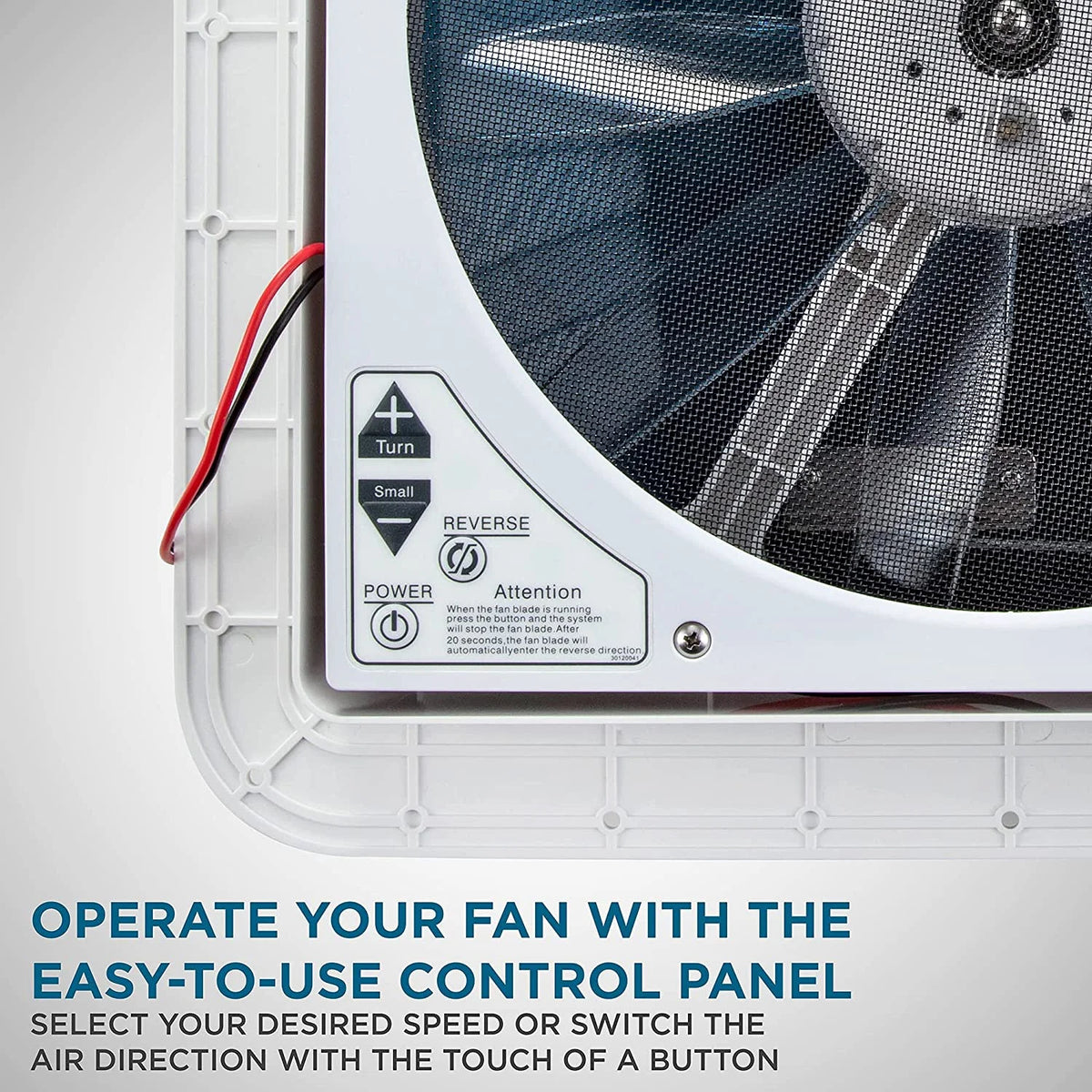 14” RV Roof Vent Fan with Light, Manual, White & Gray K698