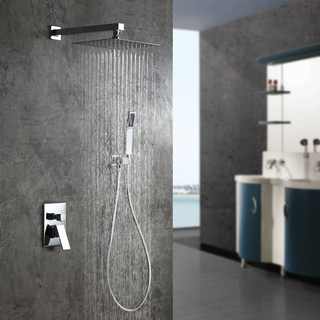 10x22 Rain Shower Head Handheld Shower Combo Set in Chrome Y870