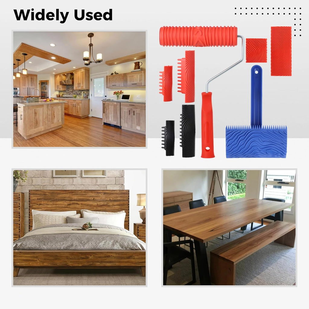 8PCS Wood Grain Painting Tool Set with Handle Y706
