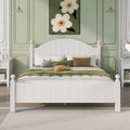 Queen Size Solid Wood Platform Bed with Headboard and Footboard White D386