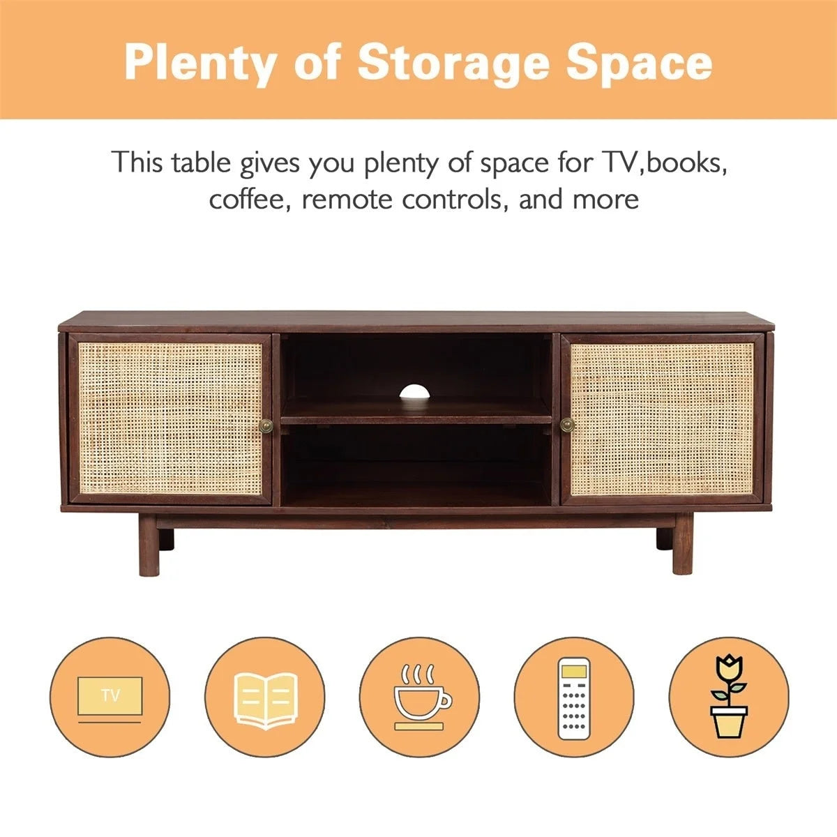 55" Solid Wood TV Stand Cabinet Media Console J525399