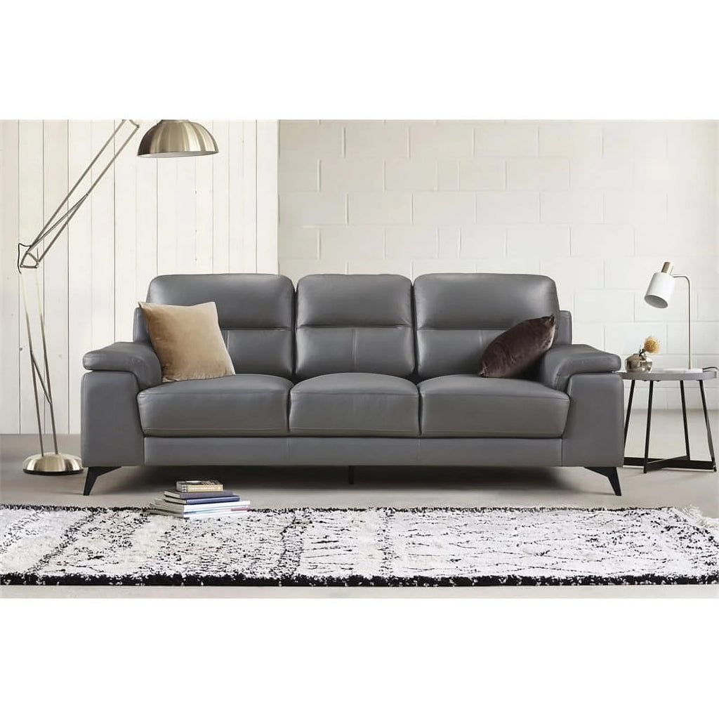 Dark Gray Leather 2-Piece Upholstered Sofa Set L245335