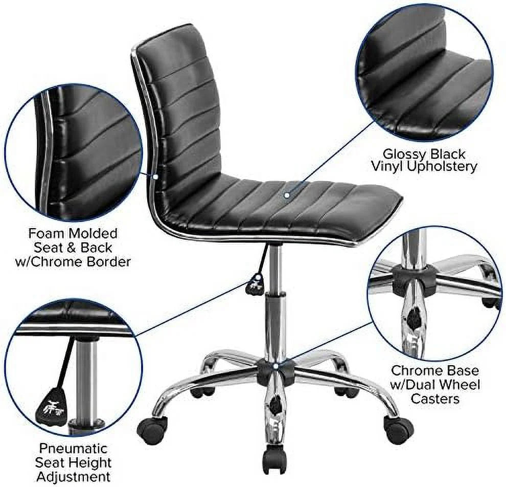 White Ribbed Swivel Office Chair G936015