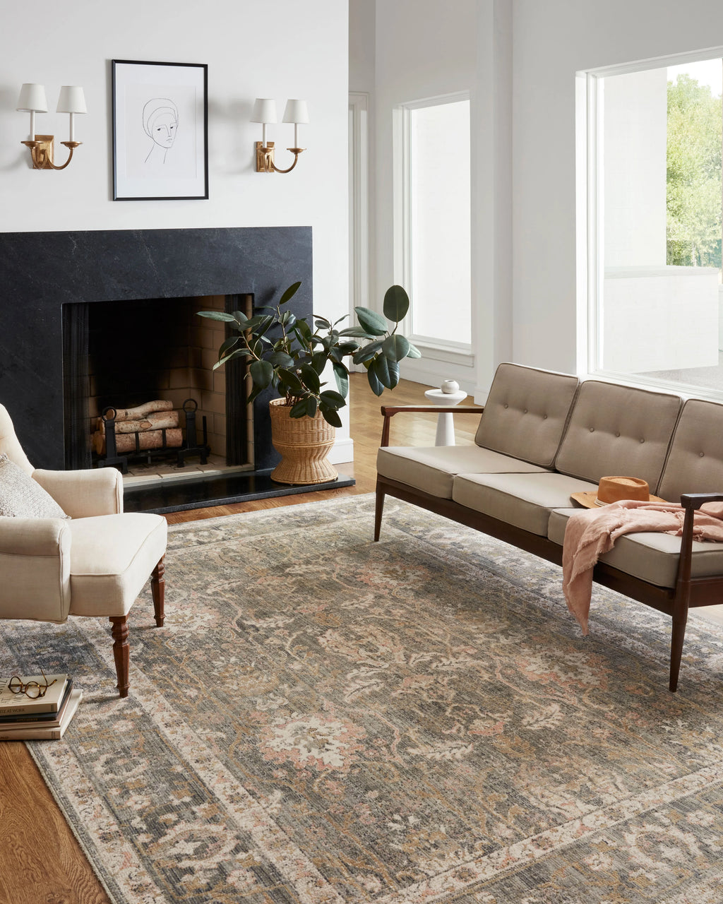 Sage/Blush 2'-7" x 8'-0" Area Rug S4423