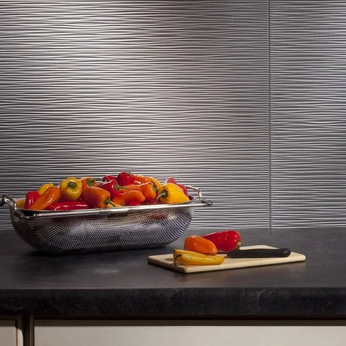 18in x 24in Ripple Silver Backsplash Panel (5 Pack) D7640