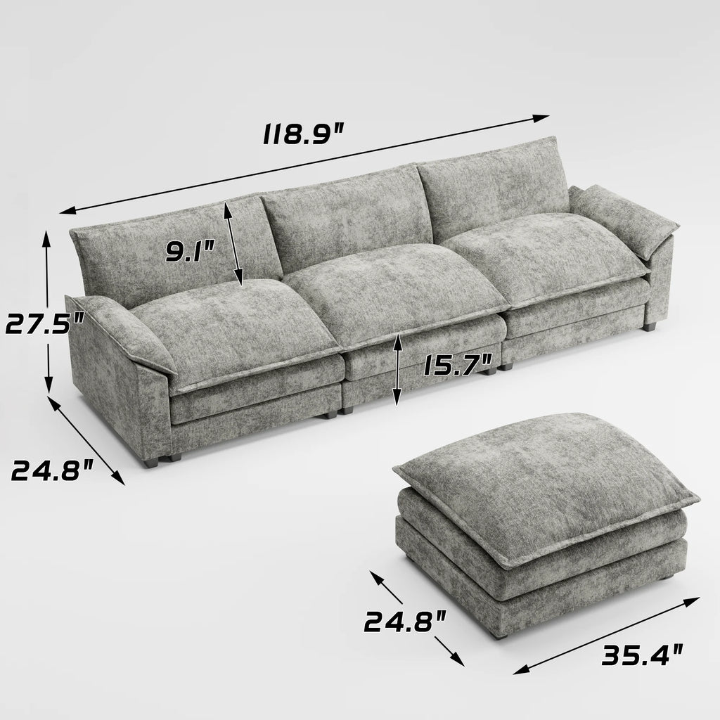 Gray L-shaped Sectional Sofa with Reversible Chair B655