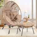 Oversized Wicker Egg Chair with Ottoman Gray Y1676