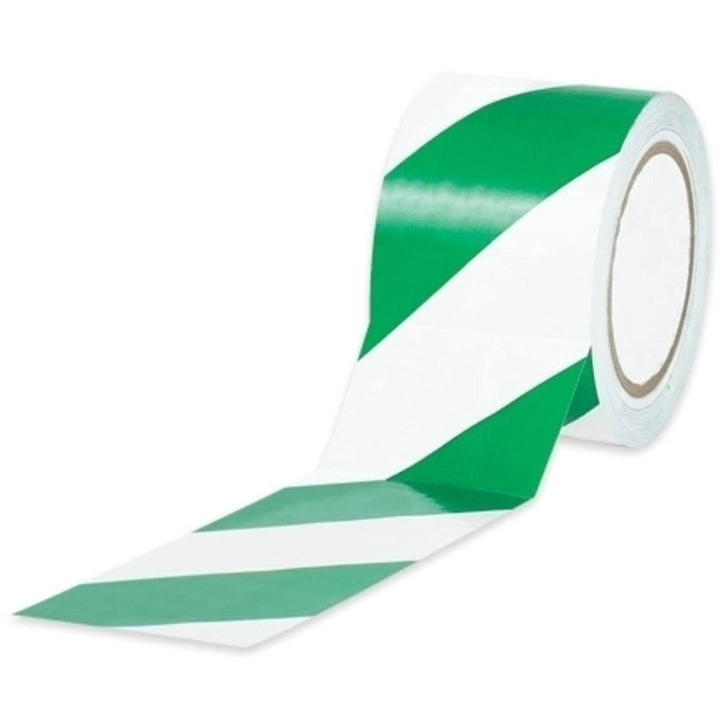 Green/White Striped Vinyl Safety Tape, 48/Case O6658