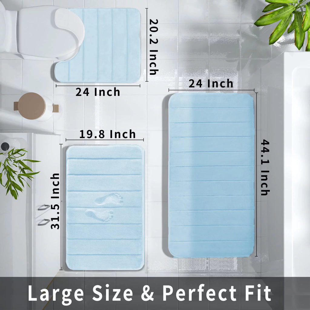 3 Piece Soft Non-Slip Bath Mat Set F4964