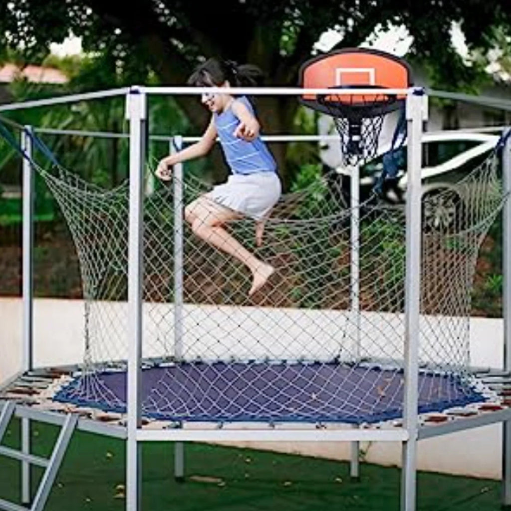 Basketball Hoop for Trampoline Backboard Toy Outdoor Sports Frame Attachment for Curved Pole F2362