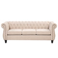 3 Seater Button Tufted Upholstered Sofa with Rolled Arms F156695