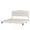 King Size Platform Bed with Tufted Headboard Beige U8038
