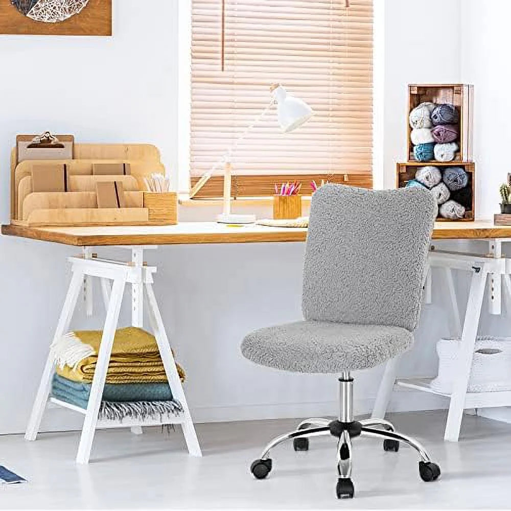 Grey Faux Armless Height Adjustable Swivel Office Chair E762335