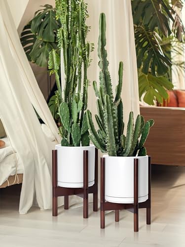 White Ceramic Planter with Stand U816147