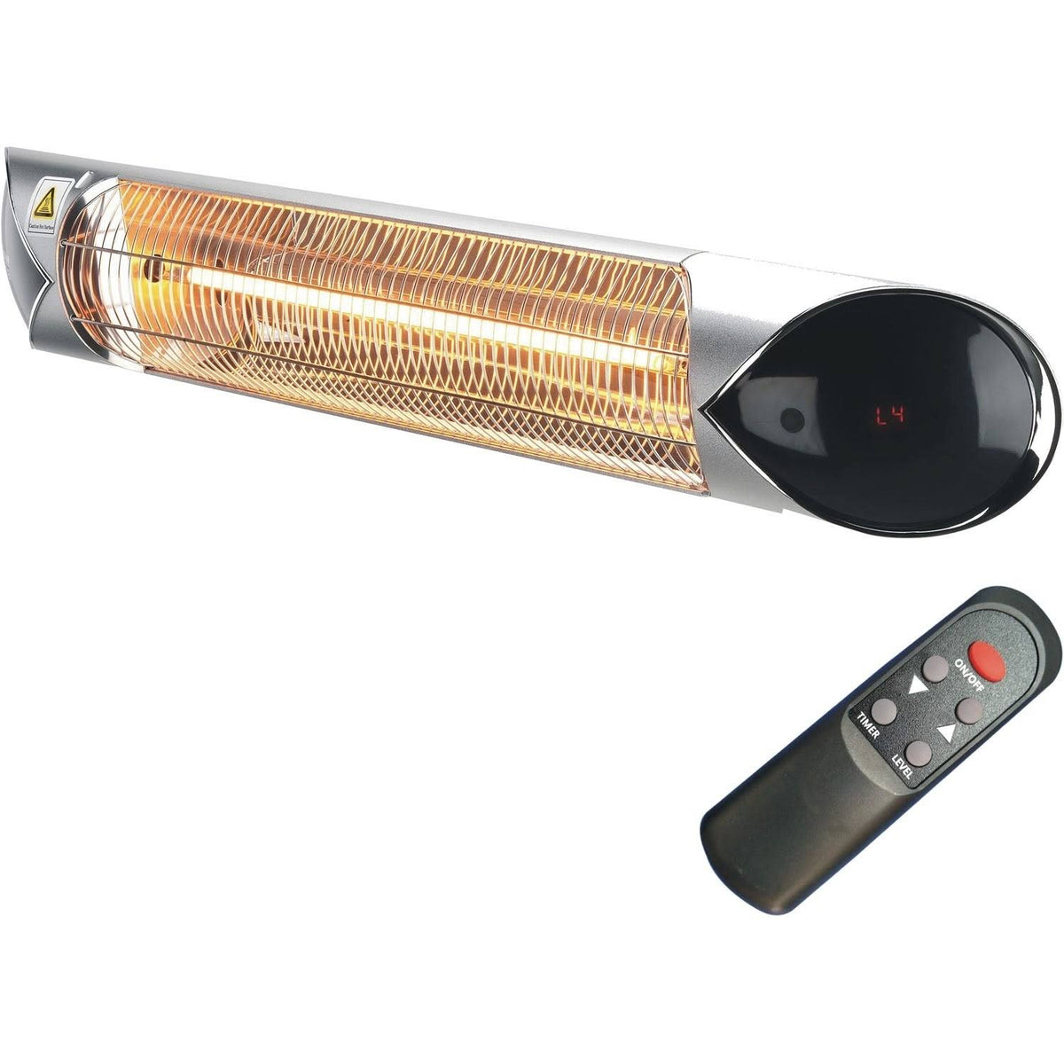 Silver Electric Carbon Infrared Heat Lamp with Remote Control R830475
