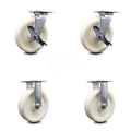 Nylon Swivel Caster Set of 4 with Brakes & 2 Rigid O652