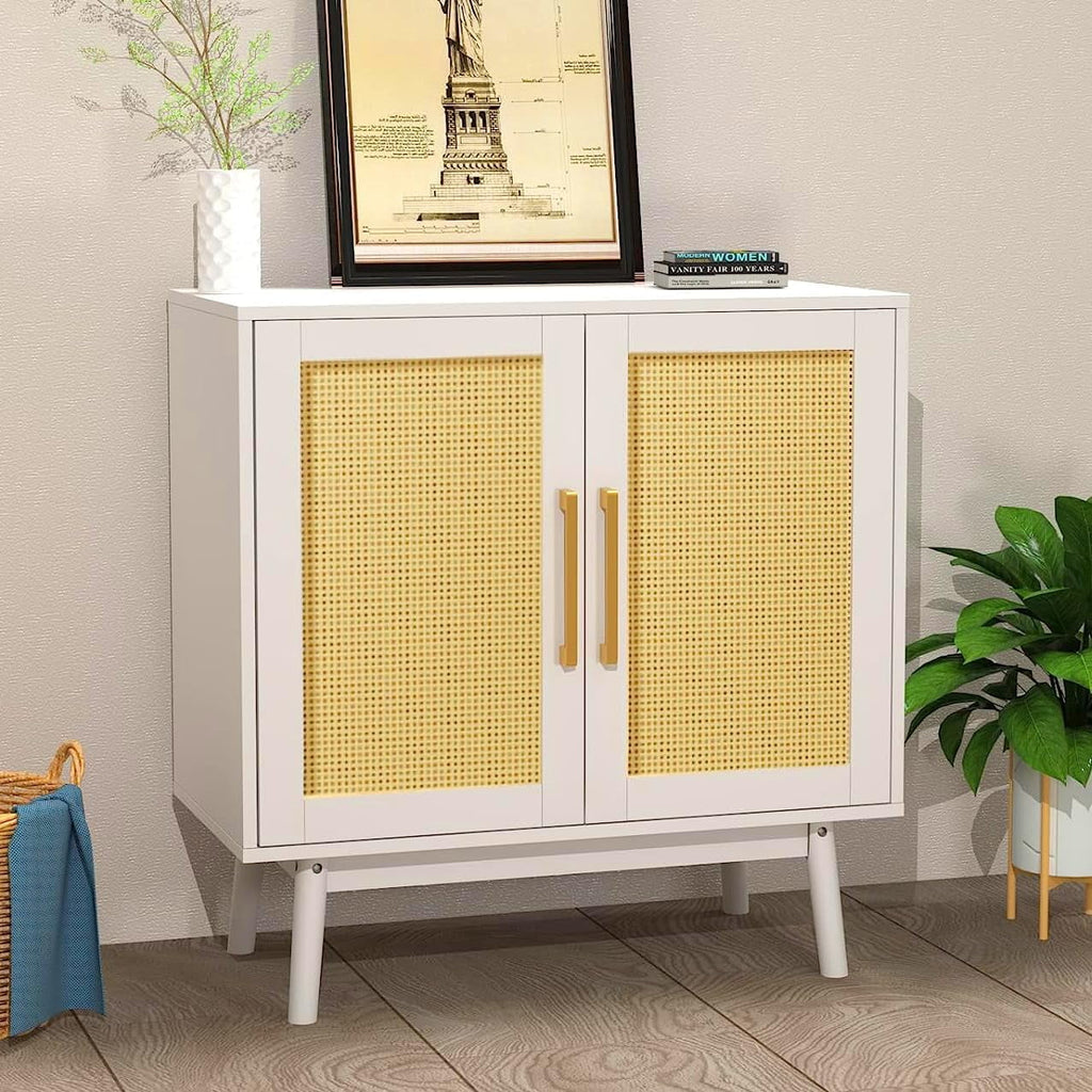 Black Rattan Storage Cabinet Set of 2 U791192