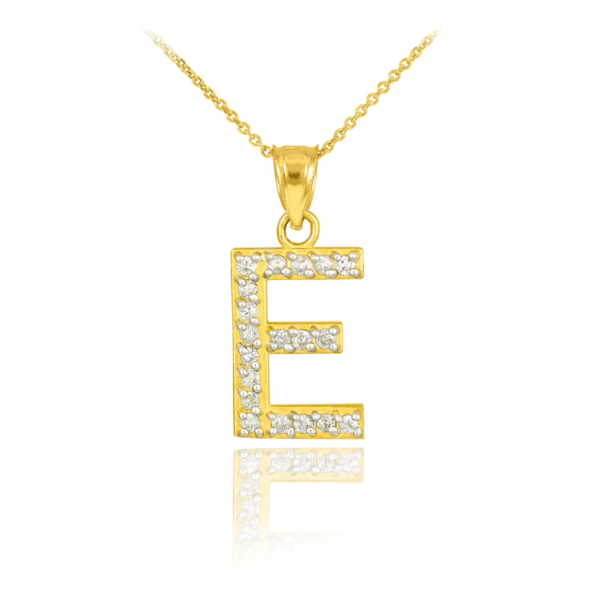 14K Diamond Initial Pendant Necklace E251