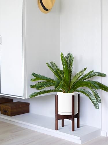 White Ceramic Planter with Stand U816147