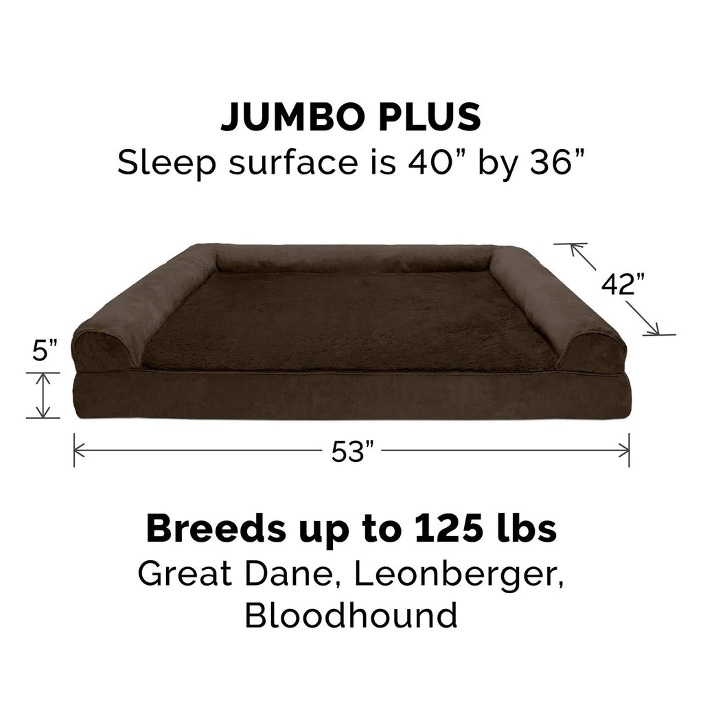 Espresso Plush Suede Memory Foam Sofa Dog Bed D252884