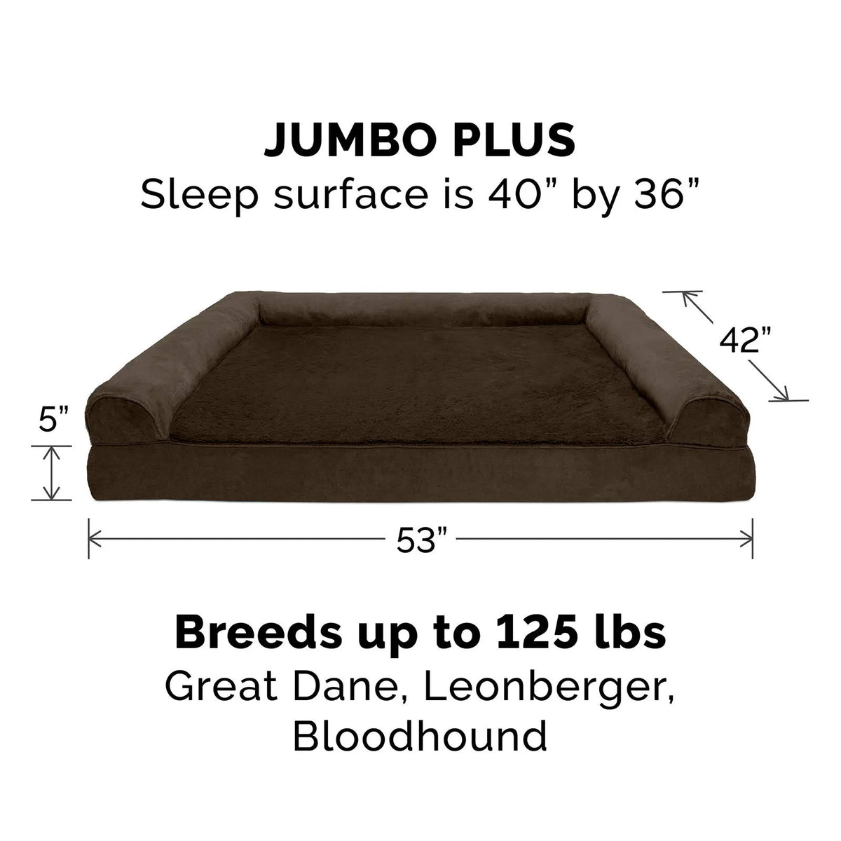 Espresso Plush Suede Memory Foam Sofa Dog Bed D252884