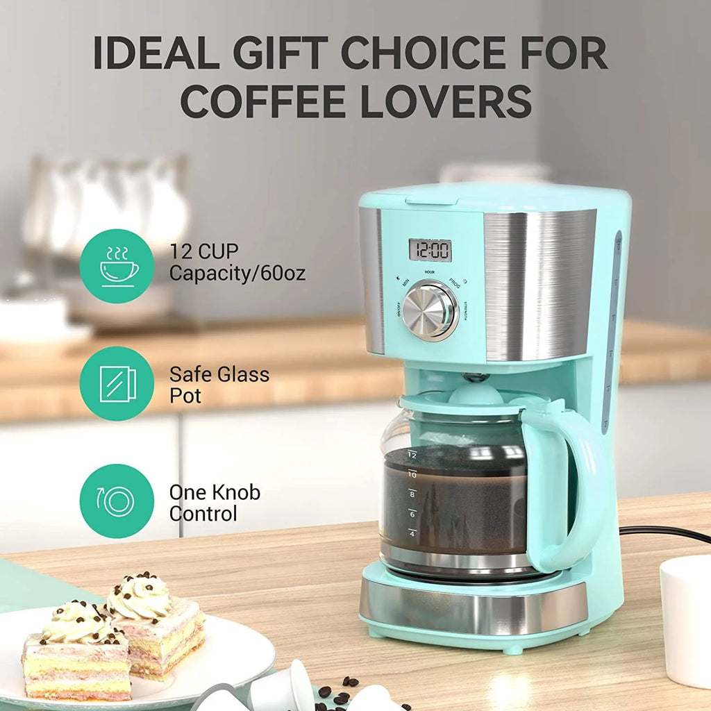 Blue 12-Cup Programmable Drip Coffee Maker S1388