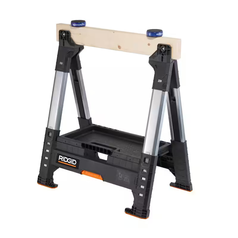 32 in. Polypropylene Folding Sawhorse with Adjustable Metal Legs Y4418