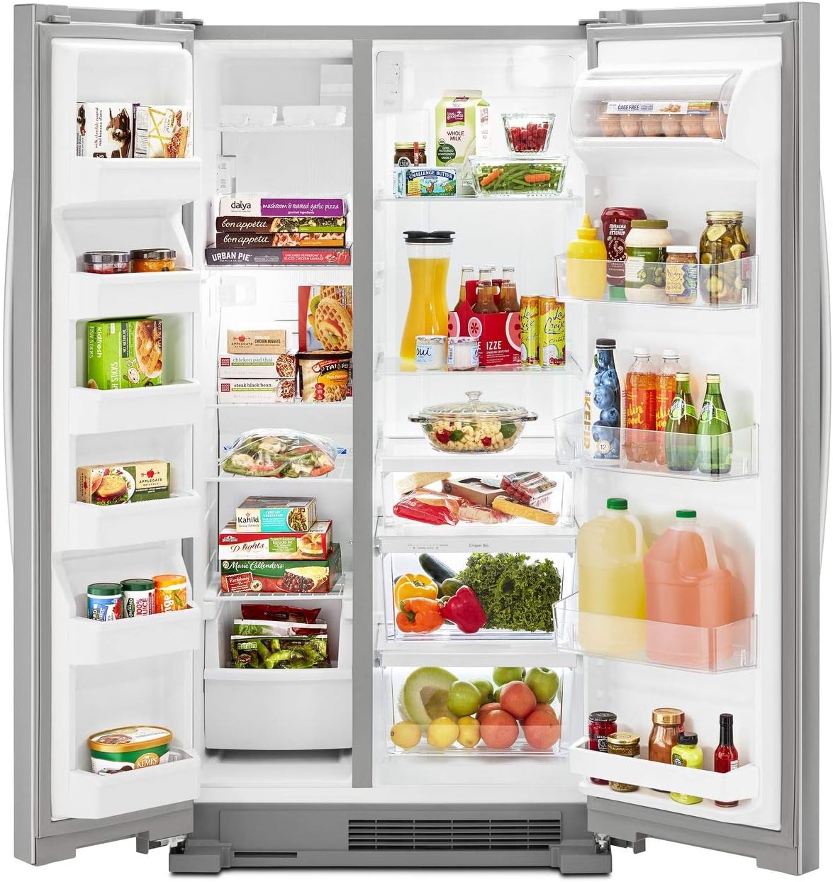 36 Side-by-Side Refrigerator and Freezer with 25 Cubic Ft. Total Capacity, Stainless Steel M864