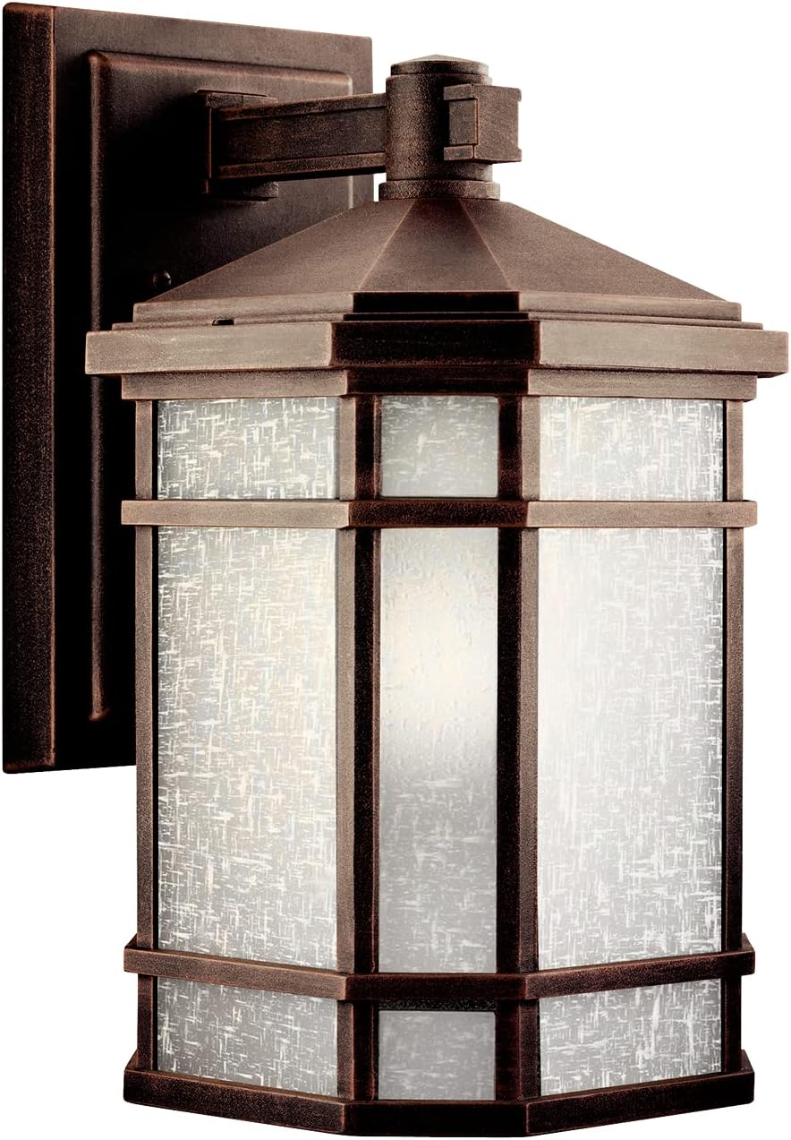 1 Light Outdoor Wall Light with Etched Linen Glass U40649
