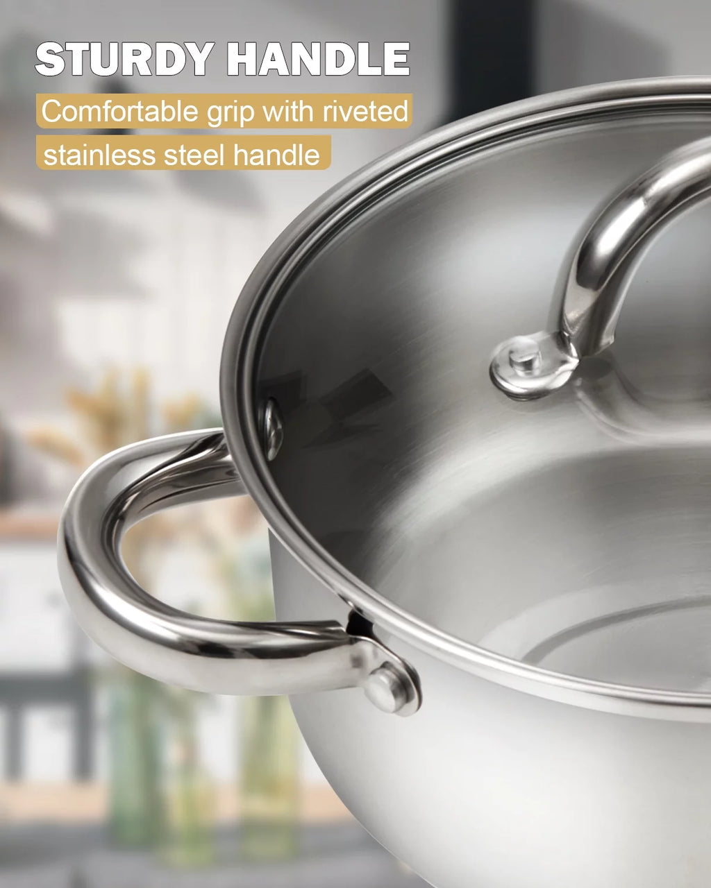12-Piece Stainless Steel Cookware Set with Silicone Handles U9414