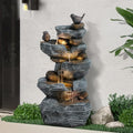 5-Tiers Cascading Rock Water Fountain with LED Lights Q6470
