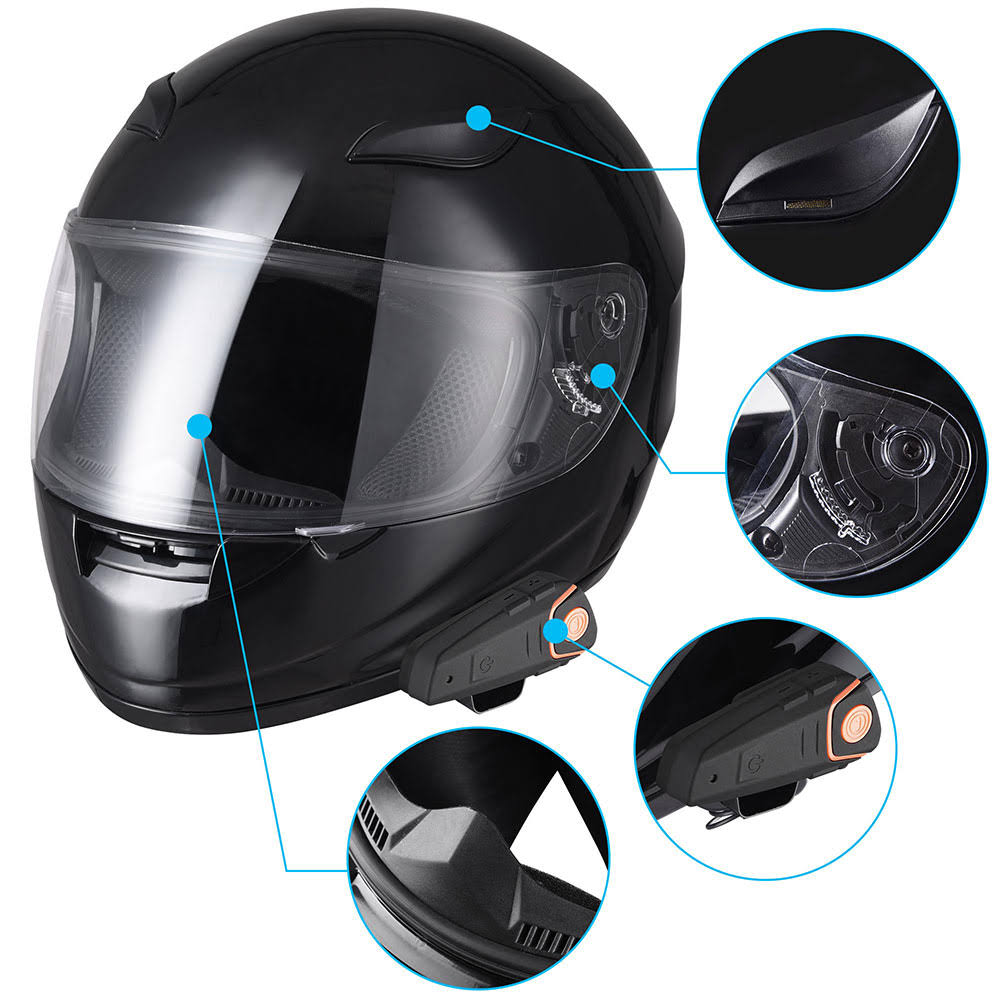 Bluetooth Motorbike Helmet Full Face with Headset Intercom MP3 FM C7722