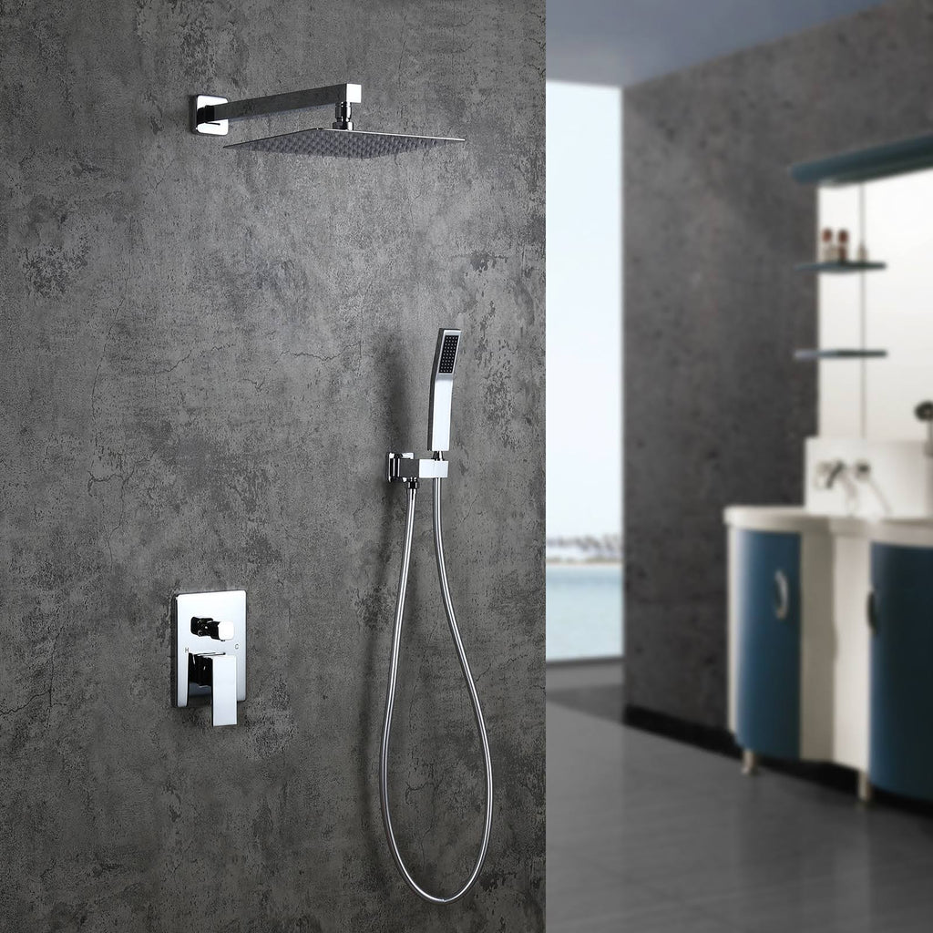 10x22 Rain Shower Head Handheld Shower Combo Set in Chrome Y870