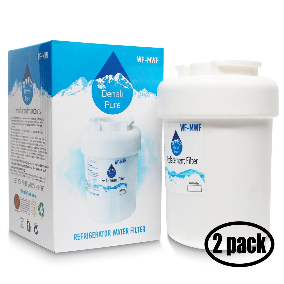 2-Pack Refrigerator Water Filter Cartridge D2285