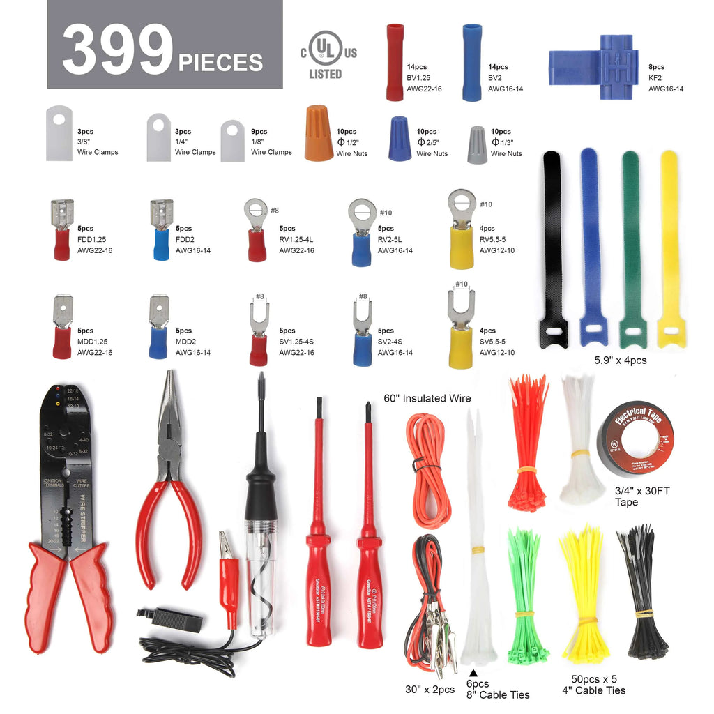 399-Piece Auto Electrical Repair Kit T621269