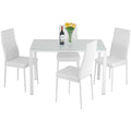5-Piece Glass Dining Table Set with 4 Upholstered Chairs D7217
