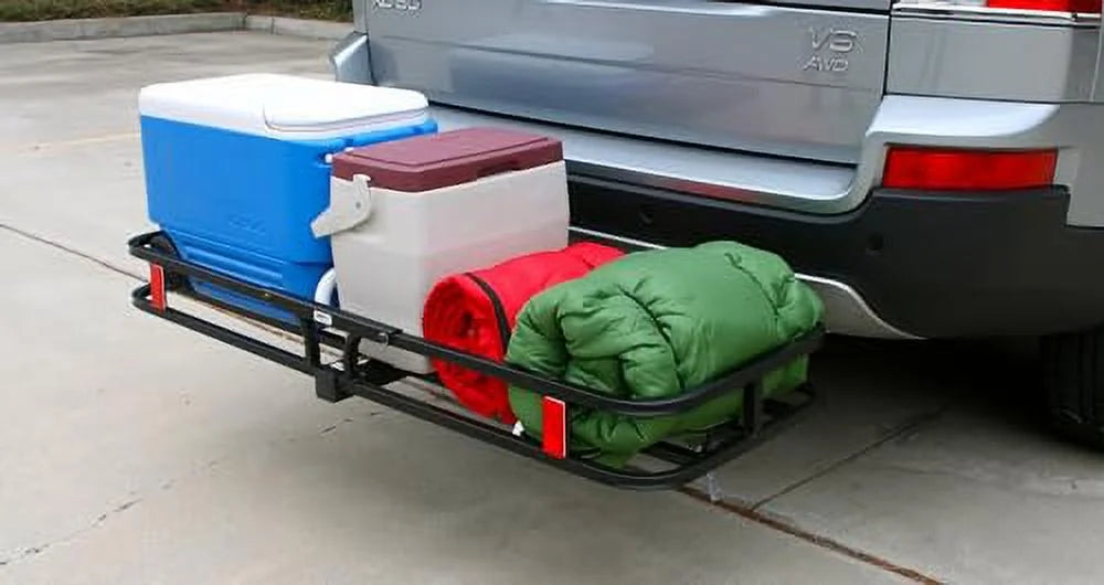 53" x 19-1/2" Steel Hitch Cargo Carrier with High Side Rails, 2" Receiver, 500-lb Load Capacity, Black S607680